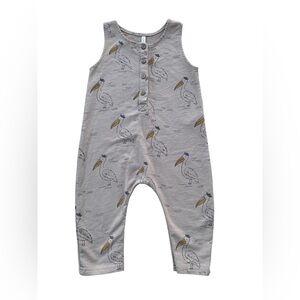 Rylee + Cru Size 6-12 Months Tan Pelican Bird Baby Jumpsuit Romper Beach Summer